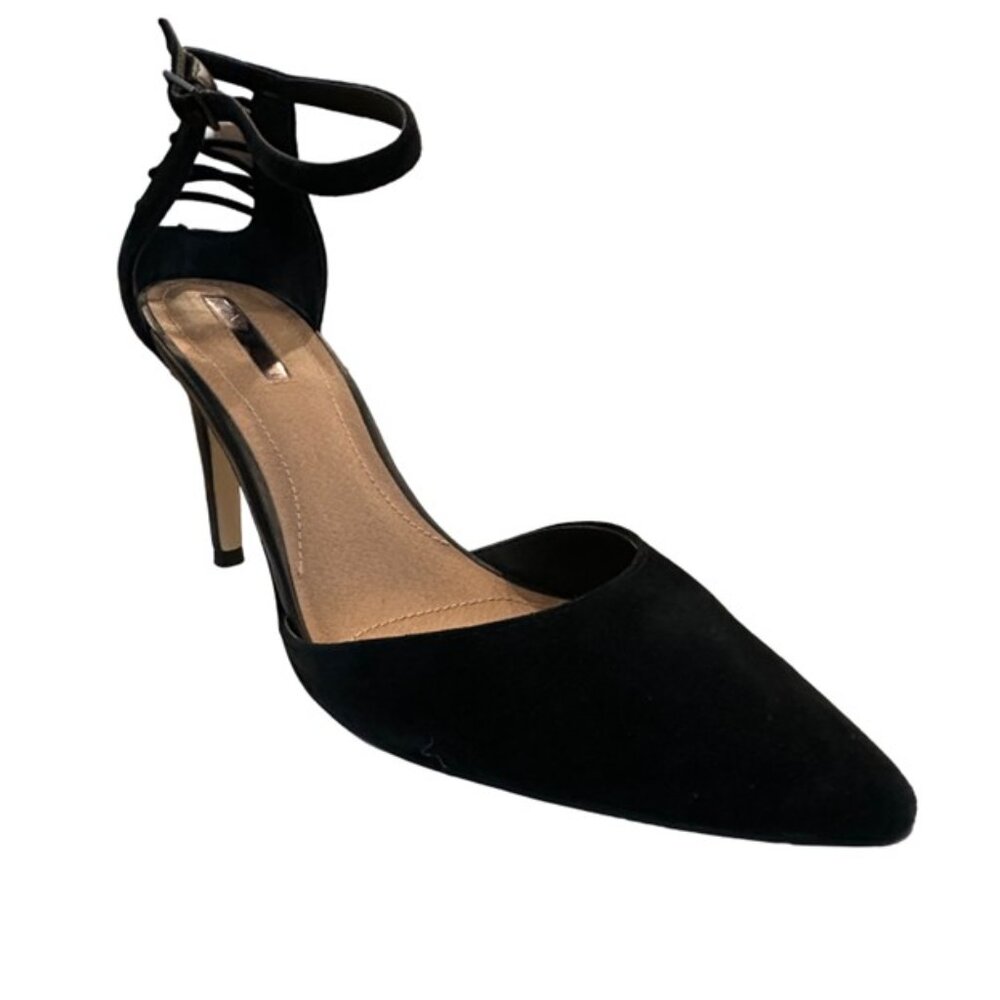Tahari Black Suede Ankle Strap Corset Heels - Size 8.5 - Picture 3 of 9